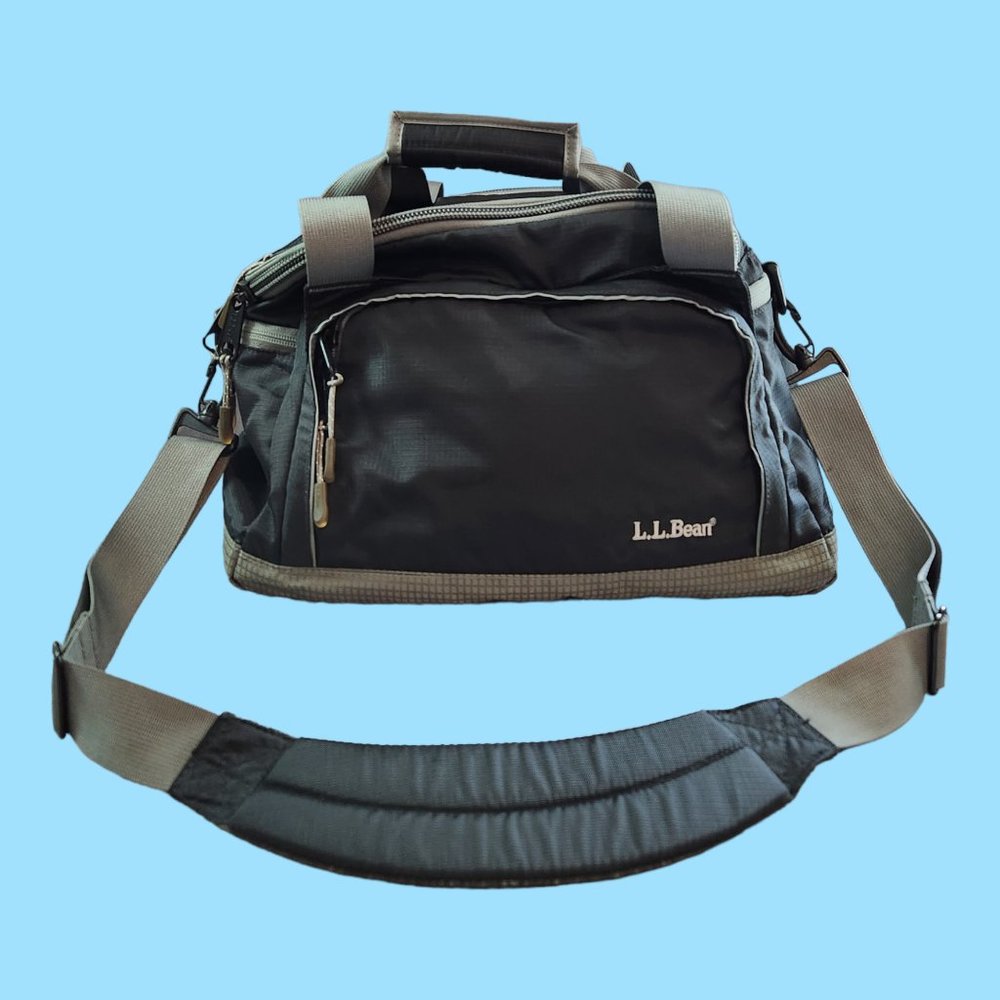 LL Bean Duffel Travel Gym Bag Insulated Cooler Top Compartment Black Gray